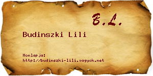 Budinszki Lili névjegykártya